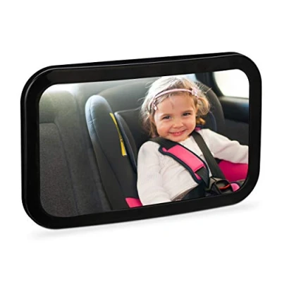Afbeelding van Relaxdays Babyspiegel auto, onbreekbaar, 360 draaibaar, houder voor hoofdsteun, ABS kunststof, achteruitkijkspiegel, zwart