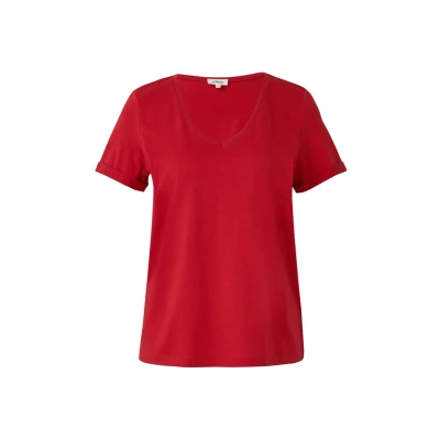 Afbeelding van s.Oliver Weiches MIT Vausschnitt Tshirt basic, Dames, Maat: 34, Mohnrot