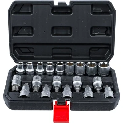 Afbeelding van BGS 95100 Jeu d’embouts/de douilles 12,5 mm (1/2&quot;) Profil en T (pour Torx) / E 19 pièces