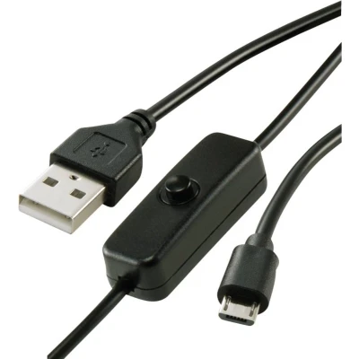 Afbeelding van Renkforce Stroomkabel Raspberry Pi, BBC micro:bit [1x USB A 2.0 stekker 1x Micro B stekker] 1.00 m Zwart Incl
