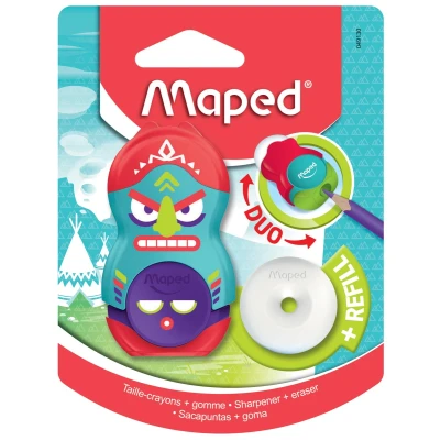 Afbeelding van Maped Potloodslijper + Gom Totem, Blister Met 1 Stuk Slijper