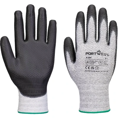 Afbeelding van Portwest Grip 13 PU Diamond Gebreide Handschoen (Pk12) Grijs/zwart XS
