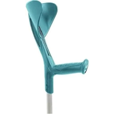 Afbeelding van Orthopaedic Walking Crutch Adjustable Height Ergonomic Handles Aluminum Turquoise Evolution Fun