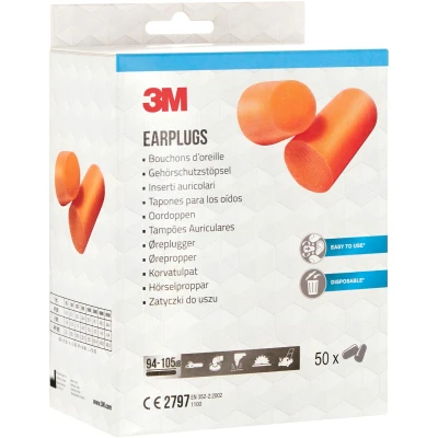 Afbeelding van 3M Oordopjes 1100, Aannemer Pack, Oranje, 50 Paar (94 105 dB)