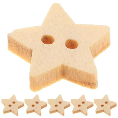 Afbeelding van SUPVOX 200 stuks houten sterknoppen 2 gaten knoppen voor naaien scrapbooking DIY handwerk