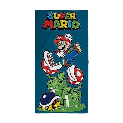 Afbeelding van Character World Officiële Nintendo Super Mario kinderhanddoek Superzacht gevoel, springend ontwerp Perfect voor thuis, bad, strand en zwembad één maat 70 cm x 140