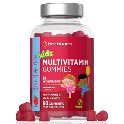 Afbeelding van Multivitamine Gummies Kinderen Bevat Jodium, Zink, Vitamine C, E, D, B6, B7, B12 &amp; Chroom Hooggedoseerd Immuuncomplex 60 Vegan Horbaach