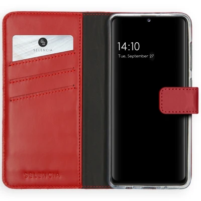 Afbeelding van Samsung Galaxy A41 Hoesje Echt leder Selencia Bookcase Rood Telefoonhoesje