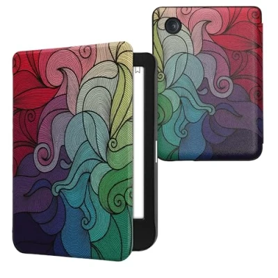 Afbeelding van kwmobile E reader hoesje geschikt voor Kobo Clara BW / Colour hoes flip case met magnetische sluiting Ereader cover Kleurrijk design in roze blauw groen