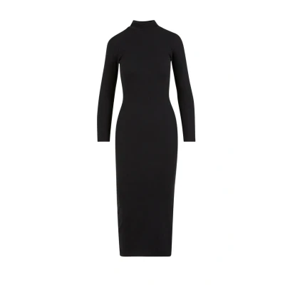 Afbeelding van Urban Classics Damesjurk Rib Longlseeve Mockneck Dress, lange mouwen maxi jurk met rolkraag, slim fit, zwart, XL