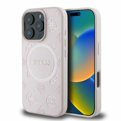 Afbeelding van CG Mobile Guess GUHMP16XPSAPSMEP hoes voor iPhone 16 Pro Max 6,9 inch roze hardcase Saffiano Peony Classic Logo