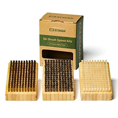 Afbeelding van XCMAN Nordic Ski Snowboard Waxing Borstel met Natuur Beukenhout en Waxen Borstels Kit