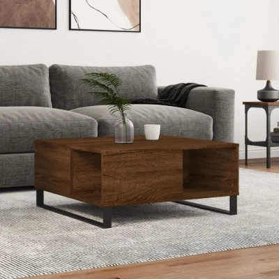 Afbeelding van Salontafel 80x80x36,5 cm bewerkt hout bruin eikenkleur