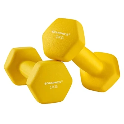 Afbeelding van halters 2 x 1 kg geel Set van met een gewicht per stuk