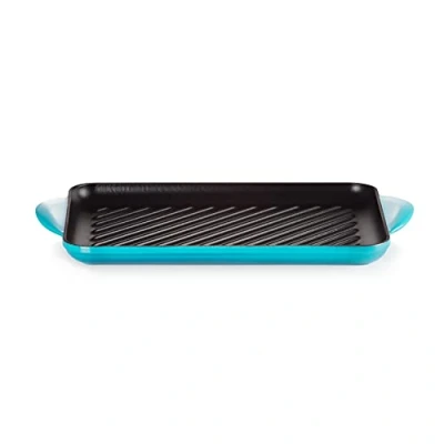 Afbeelding van Le Creuset Geëmailleerd gietijzer rechthoekige grill, 32 cm, groenblauw, 20202321700460
