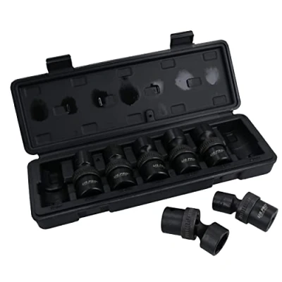 Afbeelding van 1/2&quot; Drive Swivel Wobble Metrische Ondiepe Impact Sockets 13 21mm 7st 6 Zijdig
