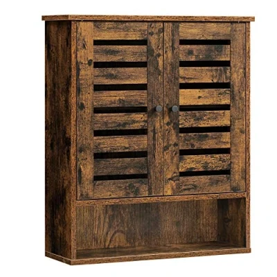 Afbeelding van VASAGLE wandkast, badkamerkast, opbergkast, open vak, in hoogte verstelbare plank, badkamerkast met 2 deuren, 60 x 20 70 cm, vintage bruin BBK121X01