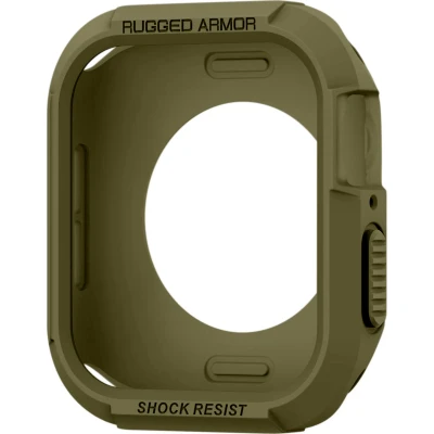 Afbeelding van Apple Watch 44 mm Hoes: Spigen Rugged Armor Case smartwatch Shockproof/Valbescherming Bumper,Softcase,Backcover Groen Siliconen En TPU (zacht)