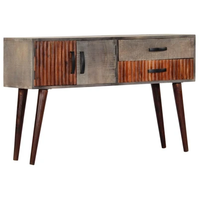 Afbeelding van Wandtafel 120x35x75 cm massief ruw mangohout grijs