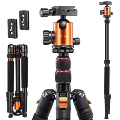 Afbeelding van Victiv Camerastatief aluminium 81 inch, hoog statief/monopod voor DSLR met 36 mm kogelkop ondersteunt tot 22 lbs en 16,5 inch in opgevouwen toestand, zwaar belastbaar reisstatief draagtas oranje