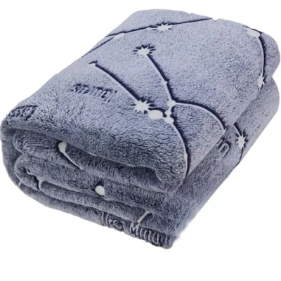 Afbeelding van Kanguru Single Bed Polyester Eenpersoonsbeddeken Licht op in Het Donker Sterrenbeelden Constellations, blauw, 130x 230 cm