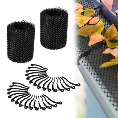 Afbeelding van Relaxdays bladvanger dakgoot set van 2 6 m dakgootbescherming bladeren bladrooster