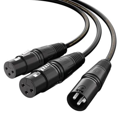 Afbeelding van TISINO XLR Y Splitter Kabel, Dubbele Vrouwelijke naar Mannelijke Mic Combiner Koord Gebalanceerde Microfoon Adapter Patchkabel (2 Vrouwelijk 1 Mannelijk) 10 Voeten