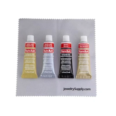 Afbeelding van Rub N Buff 4 kleuren assortiment (zilverblad, antiek goud, bladgoud, ebbenhout)