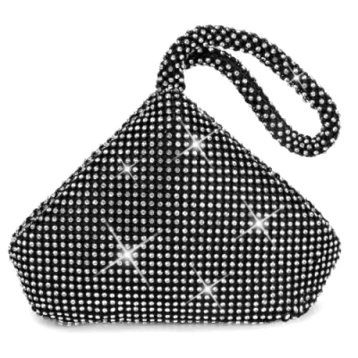 Afbeelding van ele ELEOPTION Dames clutch strass handtas avondtas voor party dans bruiloft (zwart), zwart