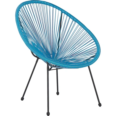 Afbeelding van Beliani ACAPULCO Kuipstoel Blauw PE rotan