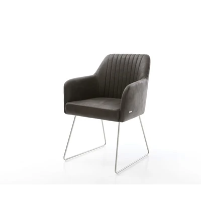 Afbeelding van Armleunstoel Greg Flex slipframe roestvrij staal antraciet vintage