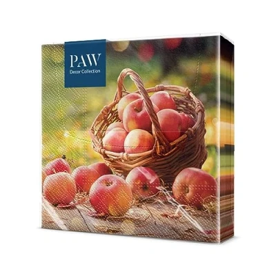 Afbeelding van PAW Papieren Servetten 3 laags (33 x 33 cm) 20 Stuks Thema met Bladeren Warme Kleuren en Motieven Oogstfeest Tafelversiering Gezellige Herfstdecoratie Kleur: Autumn Apples