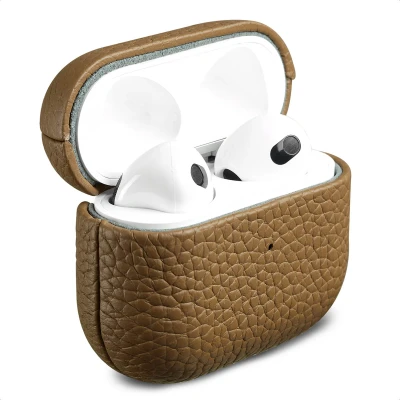Afbeelding van Accezz Echt lederen case Hoesje geschikt voor AirPods 3 (2021) Taupe