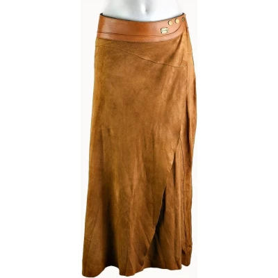 Afbeelding van Doenya maxi omslagrok suede Elegance (cognac)