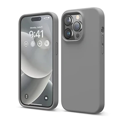 Afbeelding van elago Liquid Silicone Hoesje Compatibel met iPhone 14 Pro Case (6.1&quot;), Premiesilicone, Full Lichaamsbescherming 4 Layer Schokbestendige Geval, Antikras Zachte Microfiber Voering (Donkergrijs)
