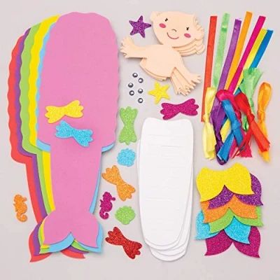Afbeelding van Baker Ross AW607 Vlechtknutselsets &quot;Zeemeermin in regenboogkleur&quot; (6 stuks) banden en sjablonen voor kinderen om vorm te geven