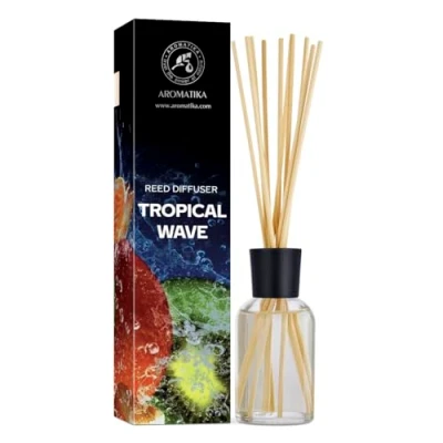 Afbeelding van Geurstokjes tropische golven 100ml Intensieve Verse Langdurige en Frisse Geur Aromatherapie Diffuser Luchtverfrisser huisparfum geurolie geurverspreider met 8 bamboestokjes glazen fles charmante accessoires van Aromatika