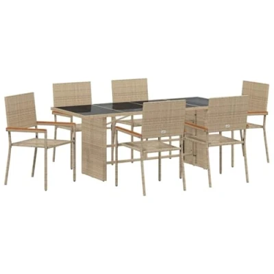 Afbeelding van vidaXL 7 delige Tuinset poly rattan beige
