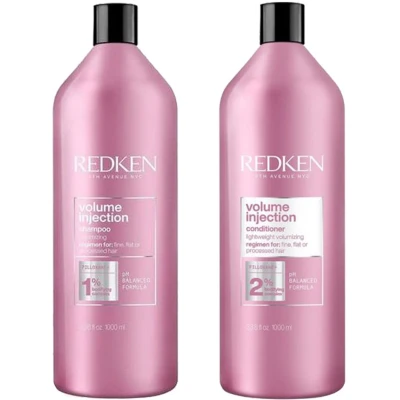 Afbeelding van Redken Volume Injection Shampoo 1000ml + Conditioner Voordeelverpakking