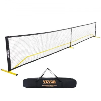 Afbeelding van VEVOR pickleball Net set, 22FT regelmaat draagbaar systeem met draagtas, ballen en wielen, weerbestendig stabiel metalen frame sterk PE net, voor buitenoprit in de achtertuin
