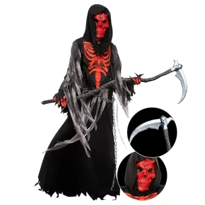 Afbeelding van Spooktacular Creations Rood doodskopkostuum voor Halloween (8 10 jaar)