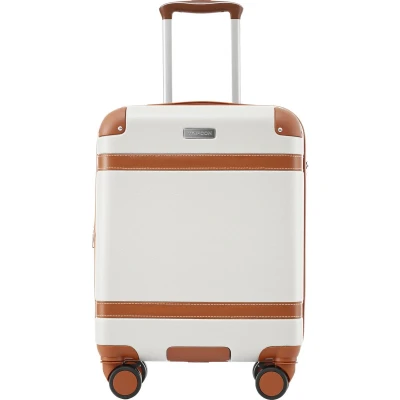 Afbeelding van Merax Harde Koffer Trolleykoffer Reiskoffer Handbagage 4 Wielen ABS Materiaal TSA slot 56x38.5x23.5 cm Crème + Bruin