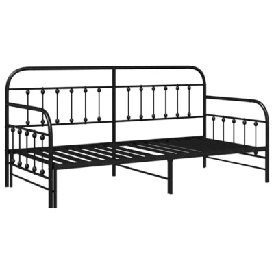 Afbeelding van vidaXL Bedframe met uitschuifbed Zwart 90x190 cm Staal