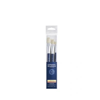 Afbeelding van Lefranc &amp; Bourgeois 810106 Schweineborstenpinsel in feiner Qualität für Ölfarbe oder Acrylfarbe 3 Pinsel Set