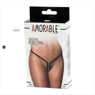 Afbeelding van Amorable by Rimba Erotische String Micro Slip Met Ritssluiting Tanga Zwart One Size