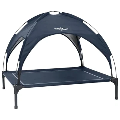 Afbeelding van vidaXL Verhoogd Hondenbed met Verwijderbaar Dak Marineblauw XL Staal