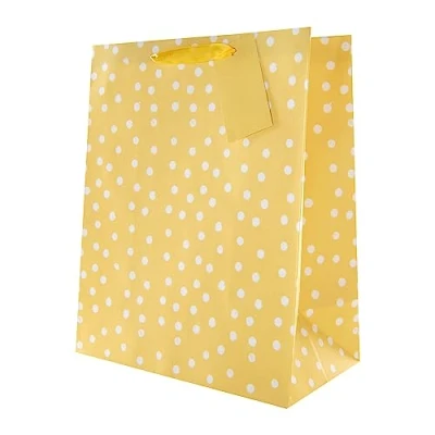 Afbeelding van Hallmark Grote Multi Occasion Gift Bag voor Pasen Geel &amp; Wit Polka Dot Design