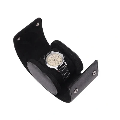 Afbeelding van Soraro Luxe Horloge Rol 1 Stuk Horlogedoos Etui Leer Watch Roll Houder Sieradendoos Opbergdoos Heren Zwart Vaderdag Cadeau
