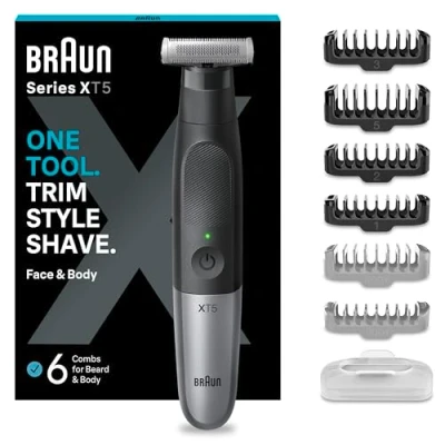 Afbeelding van Elektrisch scheerapparaat voor mannen, 8D Upgraded 6 in 1 Kale Waterdichte Nat/Droog Scheermes Baard Grooming Kit Draadloze Oplaadbare