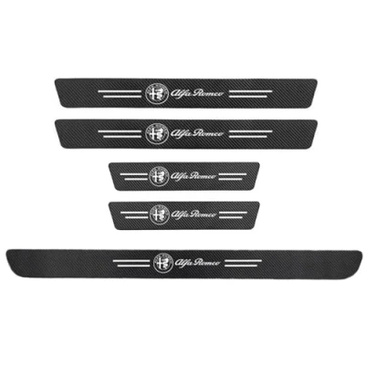 Afbeelding van 5 Stuks Auto Instaplijsten Protector, voor Alfa Romeo Giulietta 2014 2021 Koolstofvezel Stickers Dorpel Welkom Pedaal Styling Accessoires,B